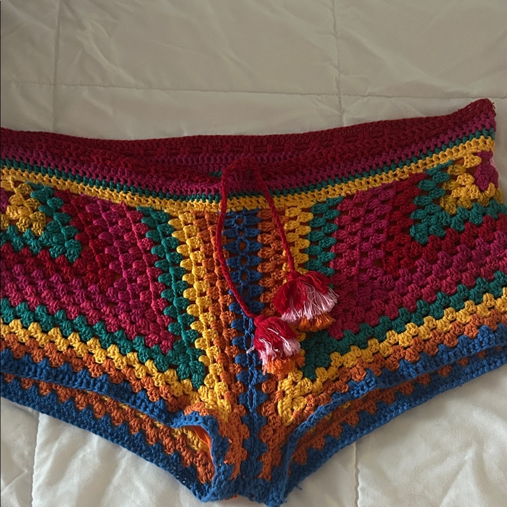 Farm Rio multicolor crochet shorts size XS